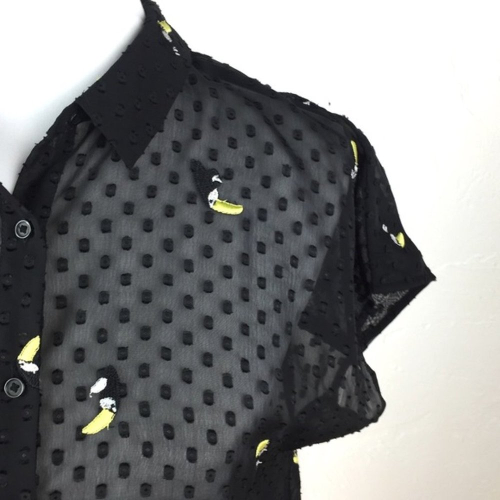Toucan Polka-dotted See-through Button-up Top!